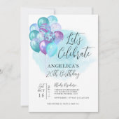 Laten we de Blauwgroen Paarse ballonnen van afgelo Kaart (Voorkant)