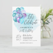 Laten we de Blauwgroen Paarse ballonnen van afgelo Kaart (Staand voorkant)