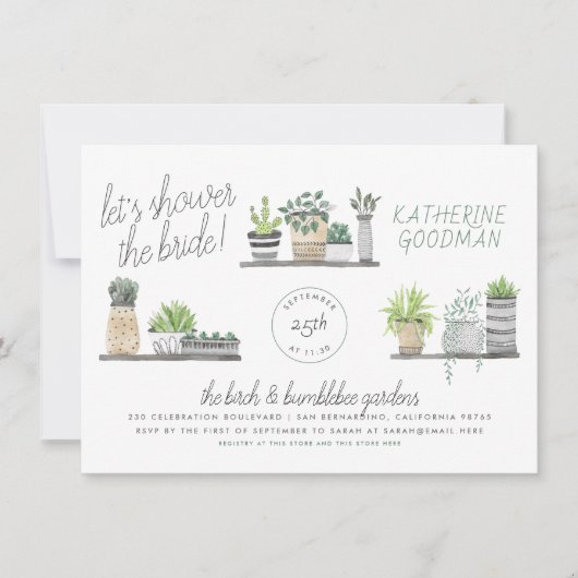 Laten we de Bride Modern Greenery Houseplanten ton Kaart (Voorkant)