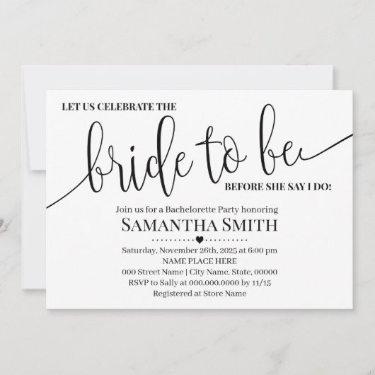 Laten we de bruid vieren tot een moderne casual br kaart (Voorkant)