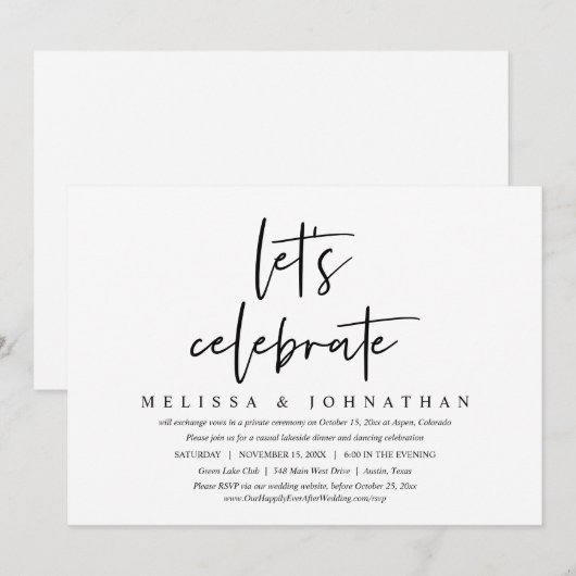 Laten we de Casual bruiloft vieren. Kaart (Voorkant / Achterkant)