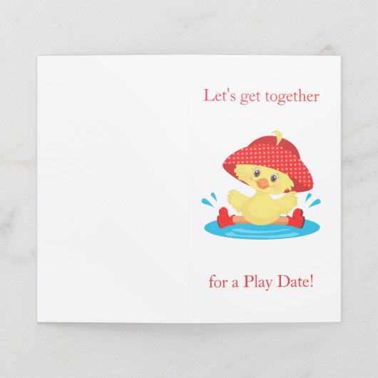 Laten we de Cute Duck Appointment Card afspelen Afsprakenkaart (Buitenkant ongevouwen)