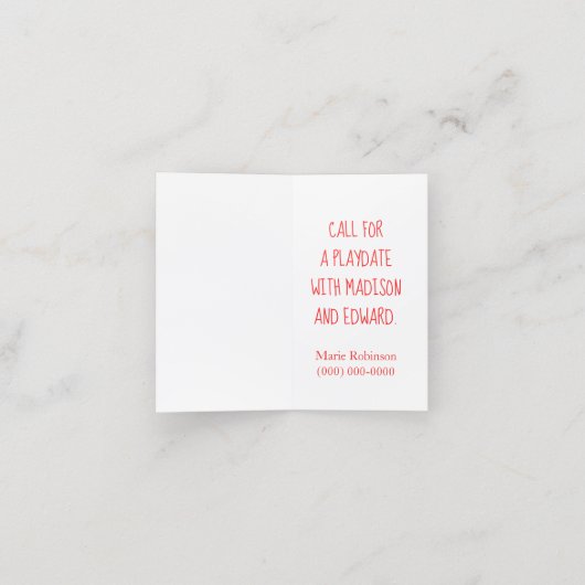 Laten we de Cute Duck Appointment Card afspelen Afsprakenkaart (Binnenkant ongevouwen)