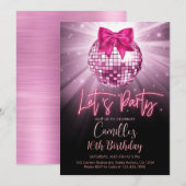 Laten we de Disco Ball vieren | roze boog Verjaard Kaart (Voorkant / Achterkant)