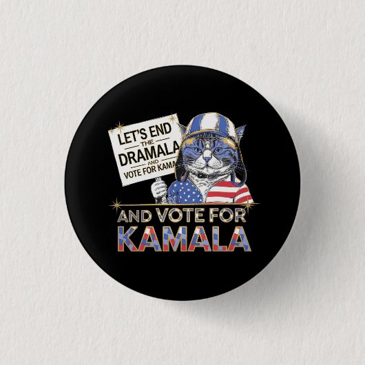 Laten we de dramala beëindigen en op Kamala stemme Ronde Button 3,2 Cm (Voorkant)