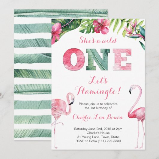 Laten we de eerste verjaardag vieren van de uitnod kaart (Voorkant / Achterkant)