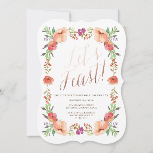 LATEN WE DE FEAST Thanksgiving diner uitnodiging (Voorkant)