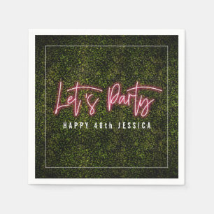 Laten we de feestdag roze neon Boxwood vieren  Servet