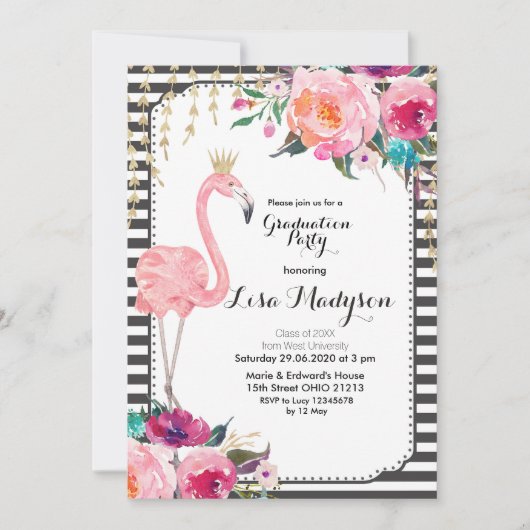 Laten we de Flamingle Graduation Party Invitation Kaart (Voorkant)