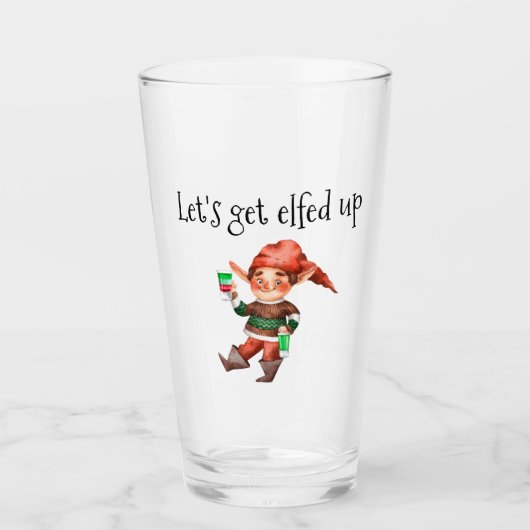 Laten we de Funny Holiday Elf opruimen Glas (Voorkant)