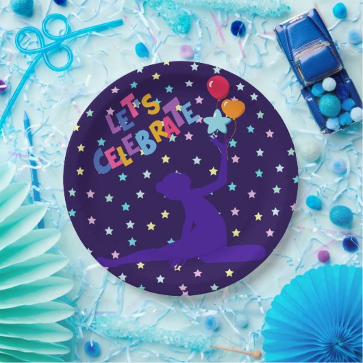 Laten we de gedenksterren en ballonnen vieren papieren bordje (Feest)