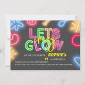 Laten we de gekke neonlaserverjaardag gloeien kaart (Voorkant)