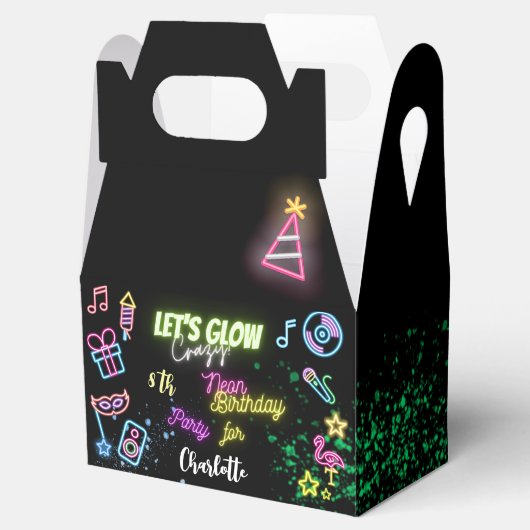 Laten we de gekke neonverjaardag lokken bedankdoosjes (Geopend)