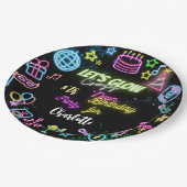 Laten we de gekke neonverjaardag lokken papieren bordje (Gekanteld)