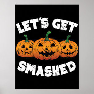 Laten we de gekruiste pompoenen Jack O Lantern Hal Poster