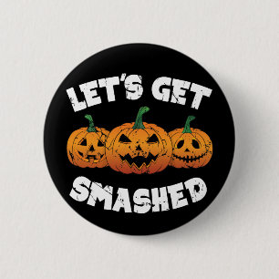 Laten we de gekruiste pompoenen Jack O Lantern Hal Ronde Button 5,7 Cm