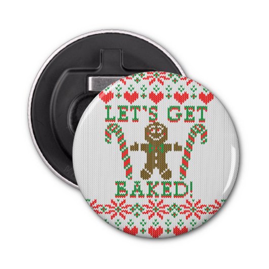 Laten we de Gingerbrood-man laten uitweiden Button Flesopener (Voorkant)