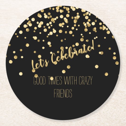 Laten we de gouden Confetti-partij vieren Ronde Kartonnen Onderzetter (Voorkant)