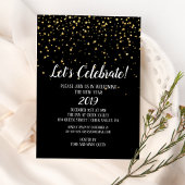 Laten we de gouden Confetti vieren op het zwarte n Kaart