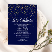 Laten we de gouden Confetti vieren op Navy Blue Pa