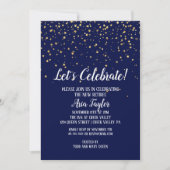 Laten we de gouden Confetti vieren op Navy Blue Pa Kaart (Voorkant)