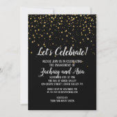 Laten we de gouden Confetti vieren op zwart Verlov Kaart (Voorkant)