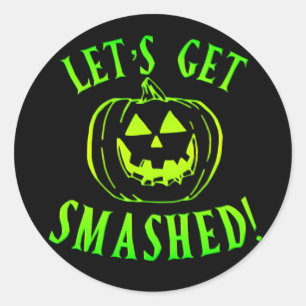 Laten we de groene pompoen Halloween pakken Ronde Sticker
