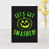 Laten we de Groene Pompoen Halloween total kapot m Kaart (Gele Bloem)