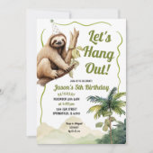 Laten we de handgetekende Sage Green Sloth Birthda Kaart (Voorkant)