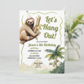 Laten we de handgetekende Sage Green Sloth Birthda Kaart (Staand voorkant)