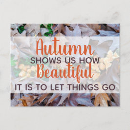 laten we de herfst omvallen bladeren bruin bladere briefkaart