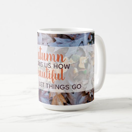 laten we de herfst omvallen bladeren bruin bladere koffiemok (Voorkant rechts)