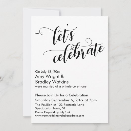 Laten we de kalligrafie na het huwelijksfeest vier kaart (Voorkant)