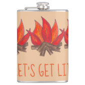 Laten we de kampvuur van de kampeervuren laten lop heupfles (Voorkant)