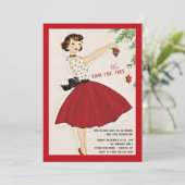 Laten we de Kerstboom Versieren Feestje Kaart (Staand voorkant)