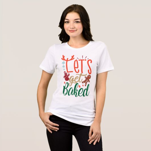 Laten we de kerstfeestelijke slogan van het kerstf Tri-Blend shirt (Voorkant volledig)