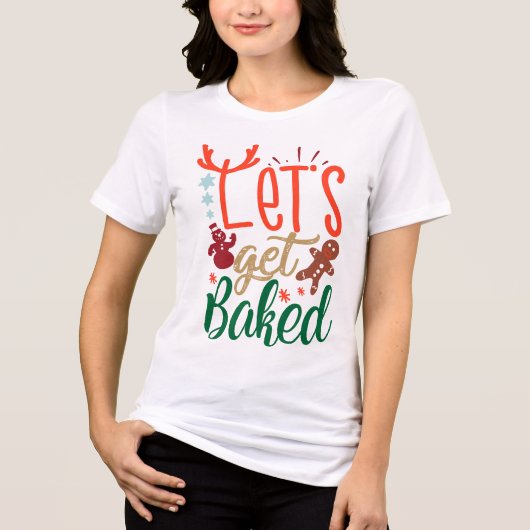 Laten we de kerstfeestelijke slogan van het kerstf Tri-Blend shirt (Voorkant)