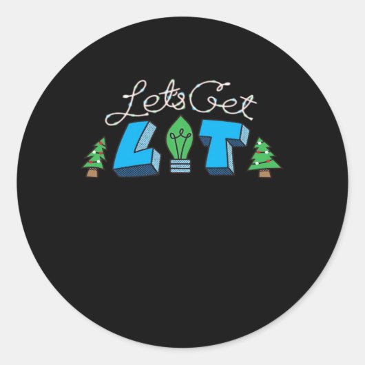 Laten we de kerstklassieker aansteken ronde sticker (Voorkant)