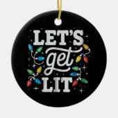 Laten we de kerstlampjes van de kerstman Drink mak Keramisch Ornament (Voorkant)