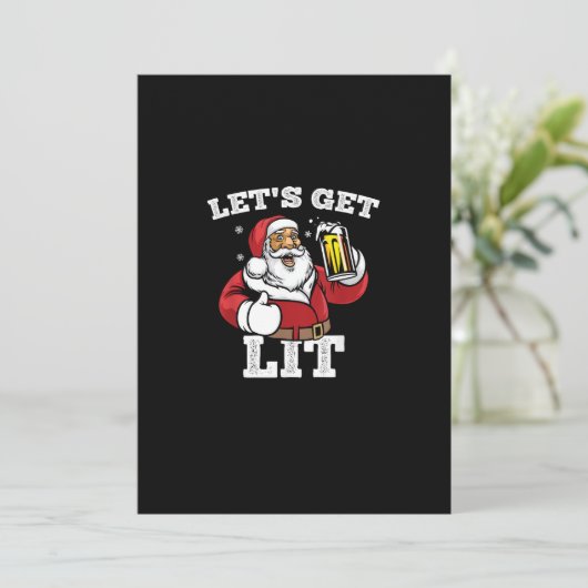 Laten we de kerstman aansteken die bierkerst Drink Feestdagenkaart (Staand voorkant)