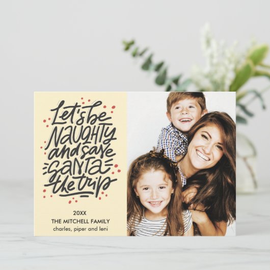 Laten we de kerstman besparen op de reis Funny Pho Kaart (Staand voorkant)