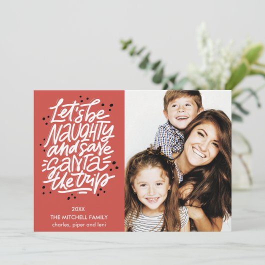 Laten we de kerstman besparen op de reis Funny Pho Kaart (Staand voorkant)