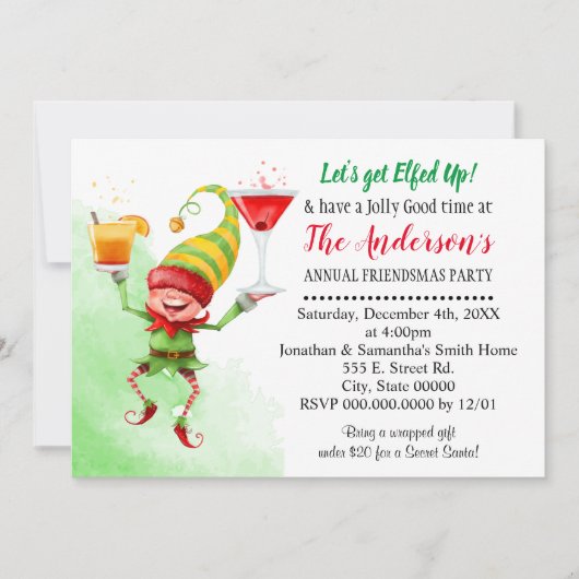 Laten we de kerstman van het kerstfeest opruimen. kaart (Voorkant)