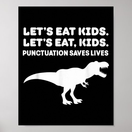 Laten we de Kinder dinosaurus T-rex dino interpunc Poster (Voorkant)