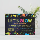 Laten we de Kinder partij Neon van Glow Birthday u Kaart (Staand voorkant)