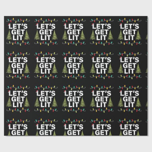 Laten we de kleine kerstlampjes van de familie Xma Cadeaupapier (Vlak)