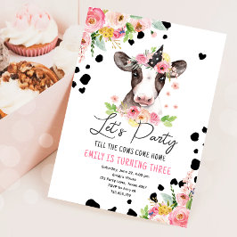 Laten we de Koe van Floral Girl Farm Animals Birth Kaart