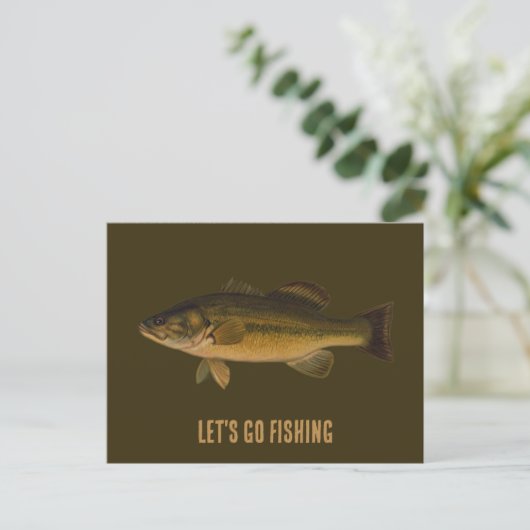 Laten we de Largemouth Bass Fish gaan Gevist Briefkaart (Staand voorkant)