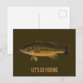 Laten we de Largemouth Bass Fish gaan Gevist Briefkaart (Voorkant / Achterkant)