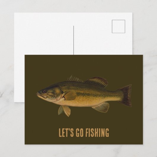 Laten we de Largemouth Bass Fish gaan Gevist Briefkaart (Voorkant / Achterkant)